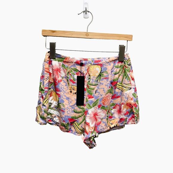 LF The Brand Floral‎ Tropical Shorts Pink Green - Picture 2 of 7